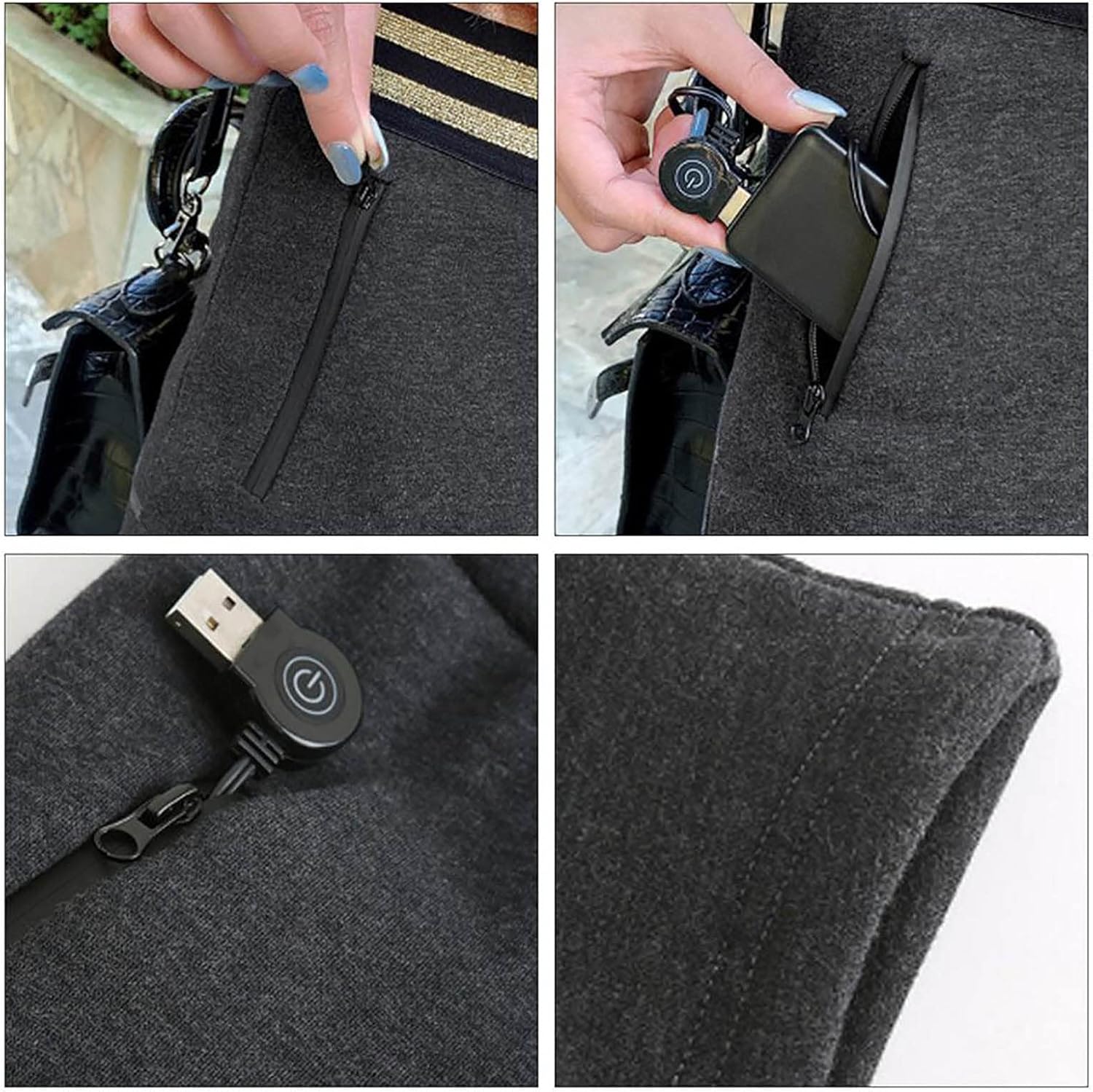 Electric Heated Underwear Pants Warm Thermal Leggings Bottoms Cotton Long Trousers with 3 Heating Levels and 5 Zones,Black,S(150