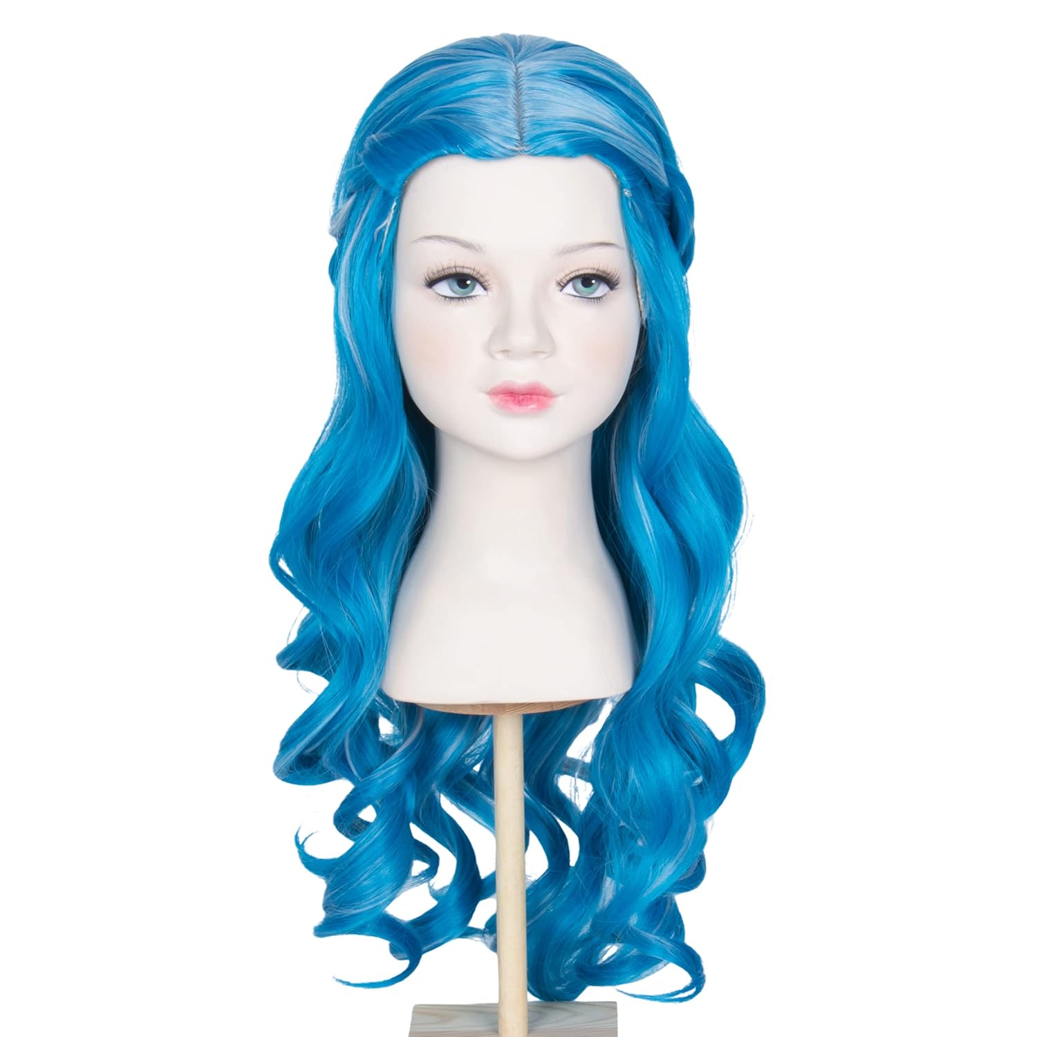 Miss U Hair Kids Girl Long Wavy Light Blue Wig Heat