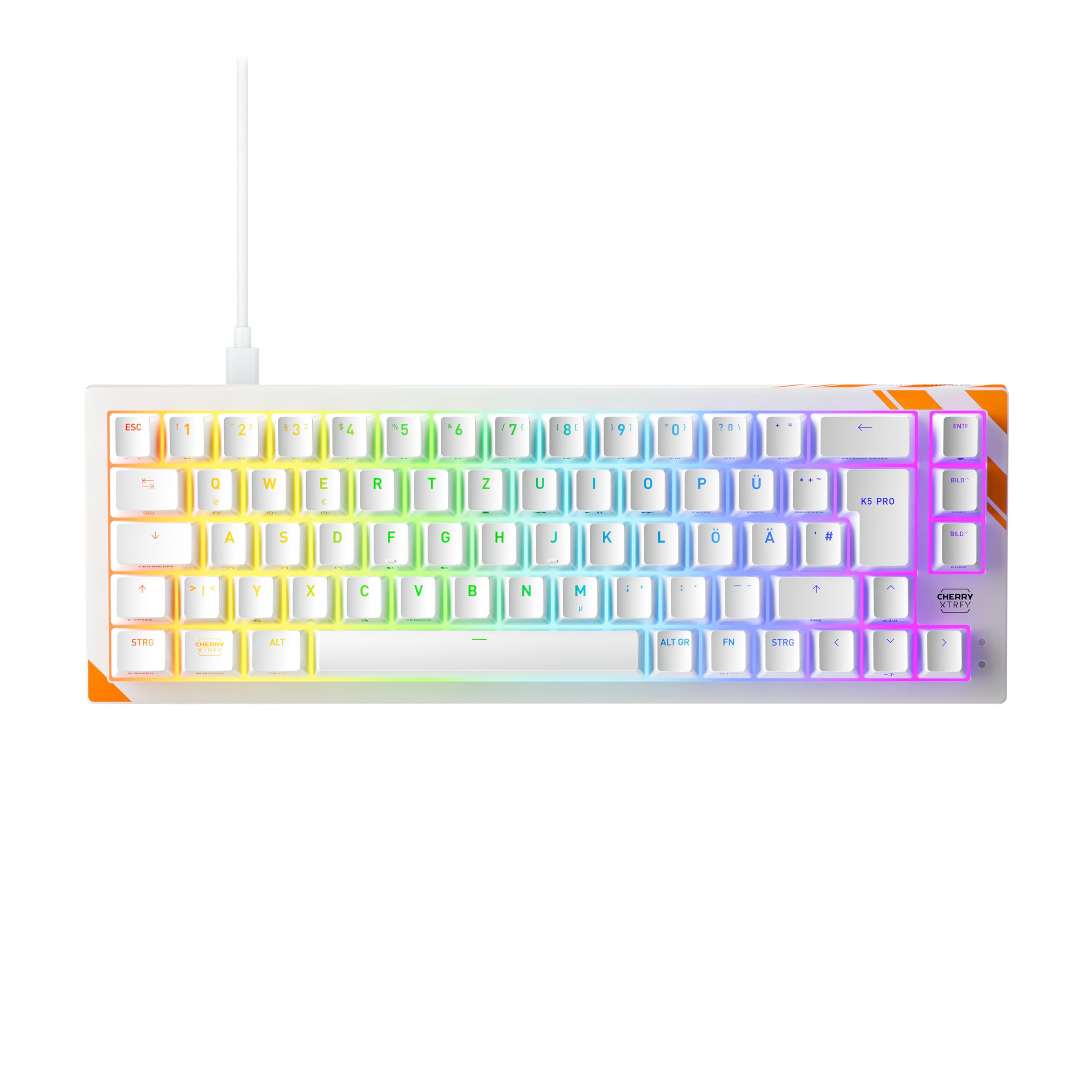 K5 Pro TMR Compact, Gaming-Tastatur, Deutsch QWERTZ, Weiß | Kabelgebunden (USB-A), Magnetische Anpassbare MK CRYSTAL Switches, Hot-Swap, Rapid Trigger, SnapKey, Schalldämpfung, 8000 Hz