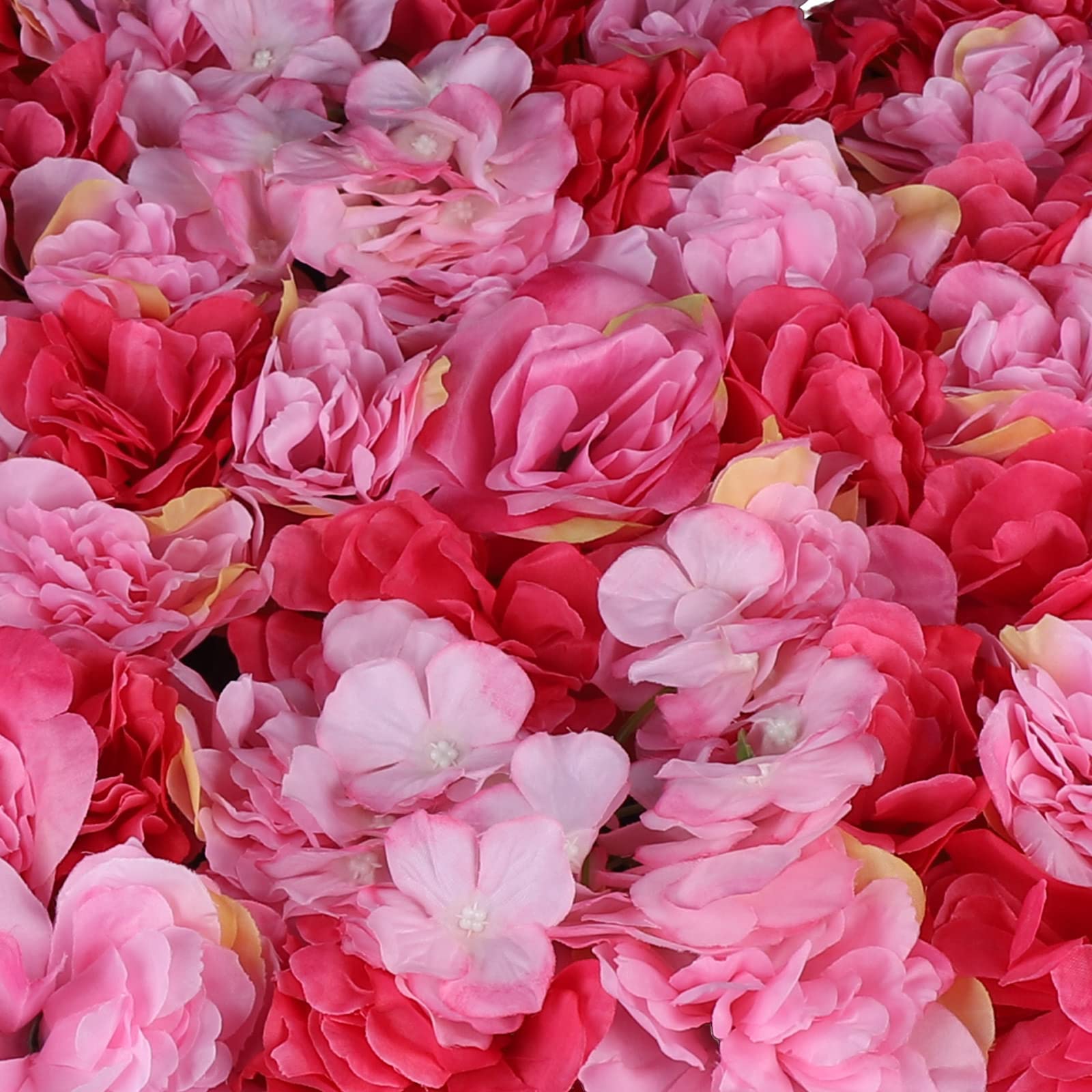 6 Stück Blumen Wandpaneel Künstliche Blumenwand Seidenrosen Wandpaneele 60x40cm Rosenwand Blume Panel, Blumenpaneele Hintergrund Wanddekoration für Hochzeit Party, Rot-Rosa