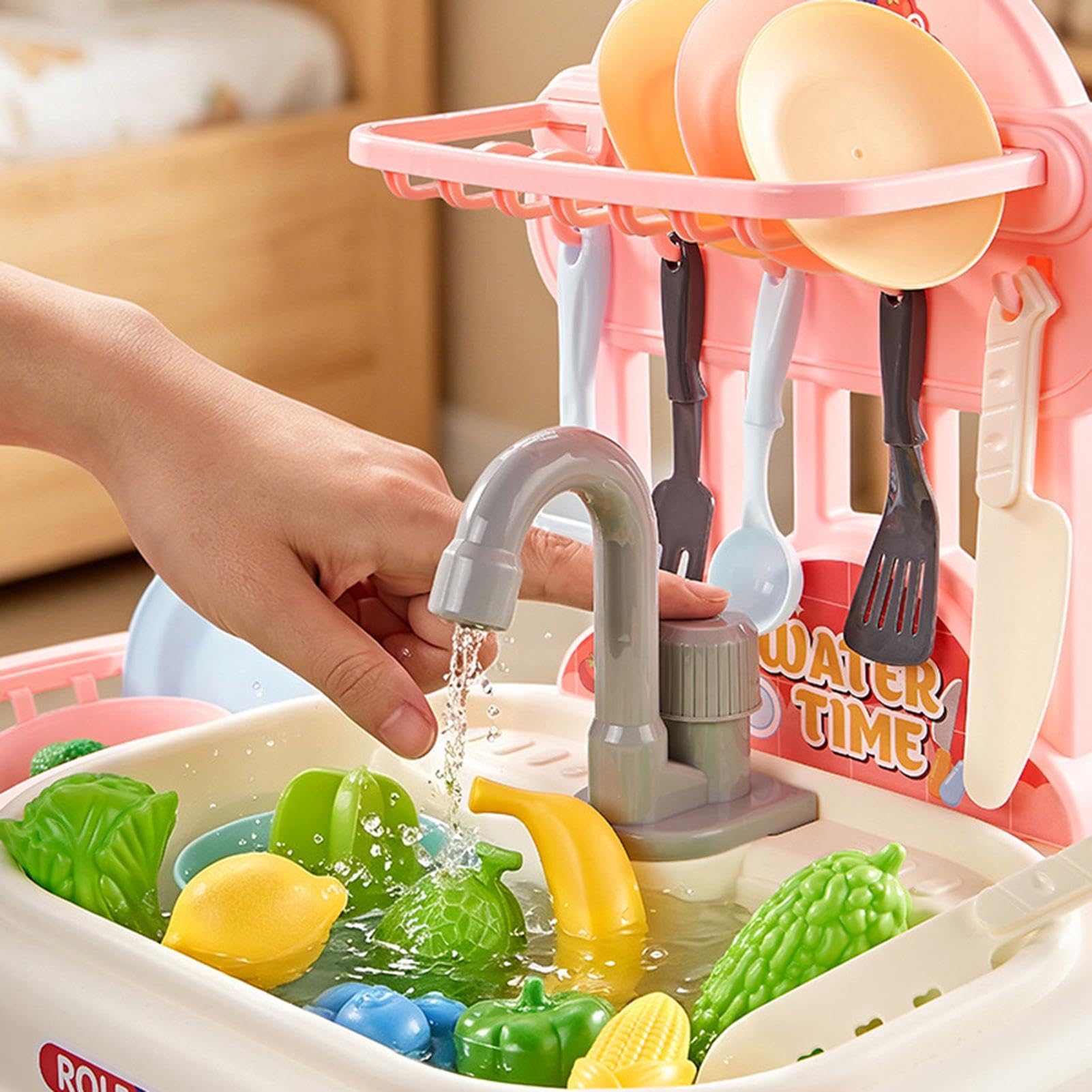 Lavello Giocattolo per Bambini 52 Pezzi di Imitazione con da Tavola | Lavello da con Tavolo ad Acqua per Compleanno, Festa dei Bambini, Capodanno, Bambini e Bambine