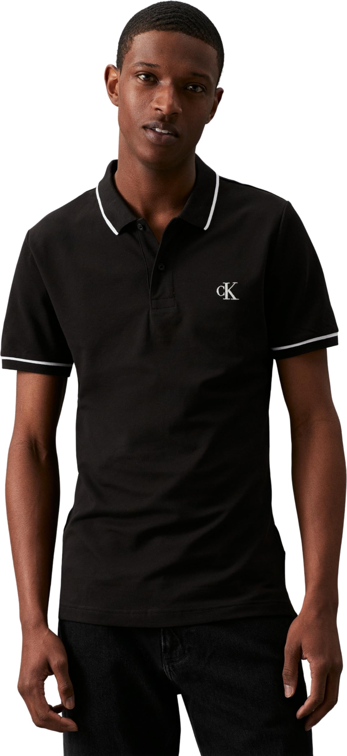 Calvin Klein Herren Poloshirt Kurzarm Kurzarm, Schwarz (Ck Black), S