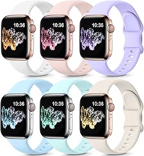ZALAVER 6 Pack Bands Compatible with Apple Watch Band 38mm 40mm 41mm 42mm 44mm 45mm 49mm Men Women, Soft Silicone Sport Strap for iWatch Ultra Series 8 7 6 5 4 3 2 1 SE