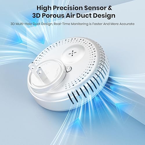 Miniatura 4 de Detectores de monóxido de carbono 5 en 1, detector de fugas de gas natural, detector de humo y monóxido de carbono enchufable en la pared, pantalla