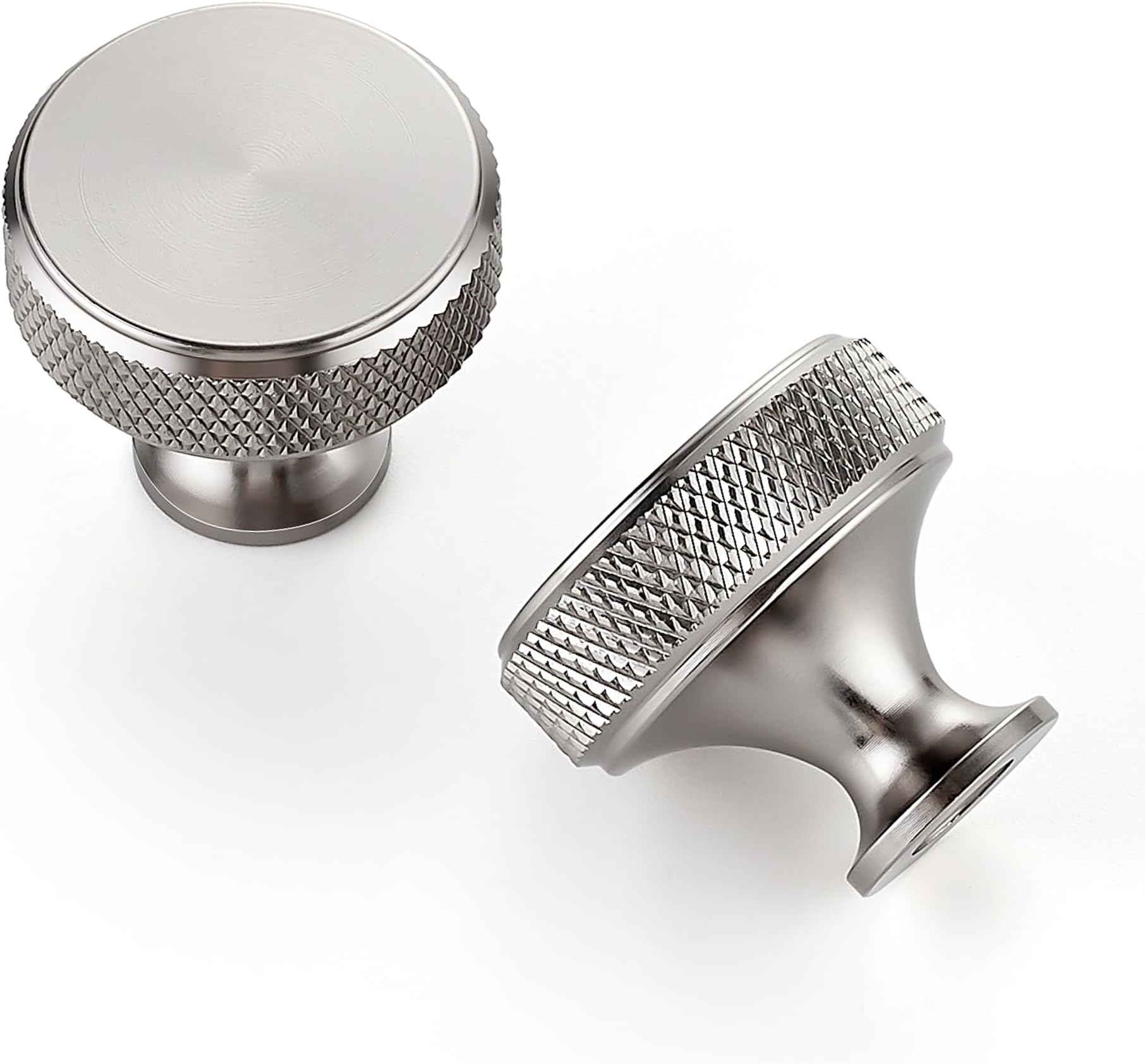 30 Pack Stainless Steel Kitchen Cabinet Hardware Knobs Round Solid Knurled Handles Single Hole Drawer Knobs for Cabinet Furniture Brushed Nickel Dresser Pulls