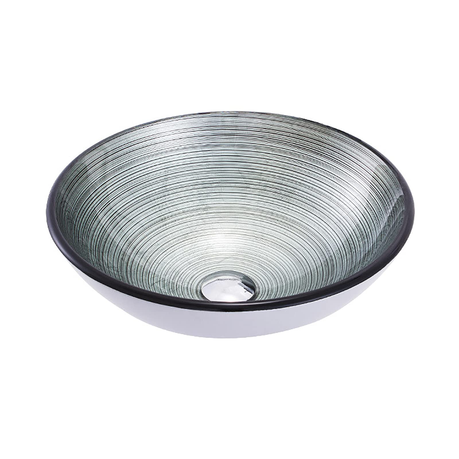 TIANQIHAO Bathroom Vessel Sink Vanity Tempered Glass Countertop Bathroom Sink Bowl With Drain Combo Vanity Sink Bowl Round Nordic Spiral Pattern Vessel