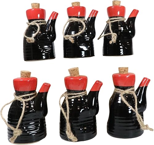 Miniatura 4 de Ebros - Paquete de 6 unidades de porcelana tradicional china japonesa asiática, suministro de vinagre Shoyu, salsa de soja, dispensador de