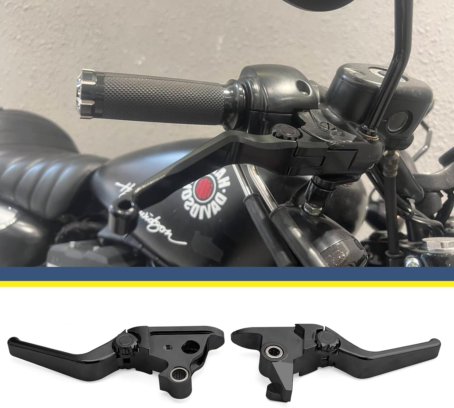 Motorcycle Levers Brake Clutch Handle Lever Adjustable Fit for Harley 2015-2024 Softail Fat Boy FLSB Street Bob FXBB Breakout FXLRS Fat Bob Low Rider FXLR Softail Slim FLHSC 114 (Short, Black)