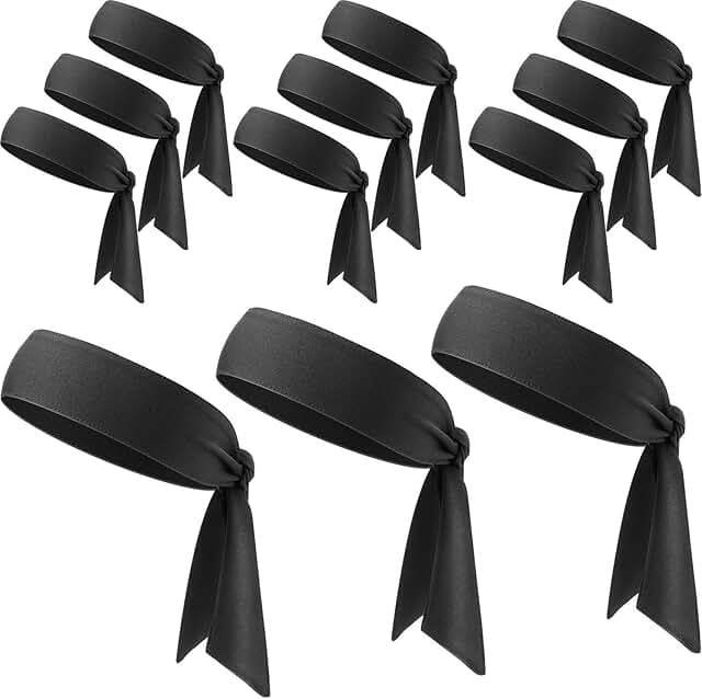 WILLBOND 12 Pieces Tennis Tie Headband Hair Band Unisex Dry Head Tie Spo...