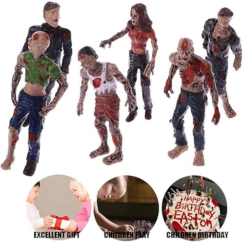 Miniatura 5 de 6 piezas de muñecas zombi figuras de acción Walking Dead Terror Cadáver articulado articulado modelo miniatura para decoración de fiesta de