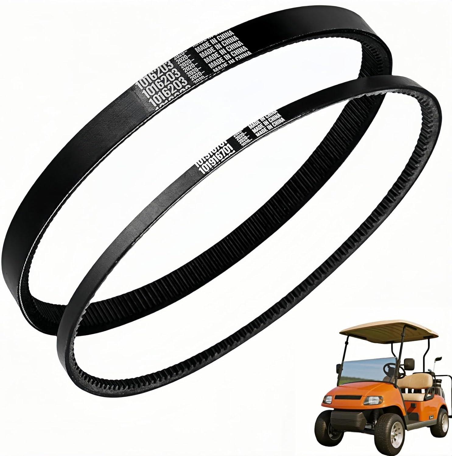 Club Car Clutch Drive Belt & Starter Generator Belt Kit for DS (1997-Up) & Precedent (2004-Up) Gas Golf Carts | OEM 101916701 1016203 Replacement | Clutch Belt