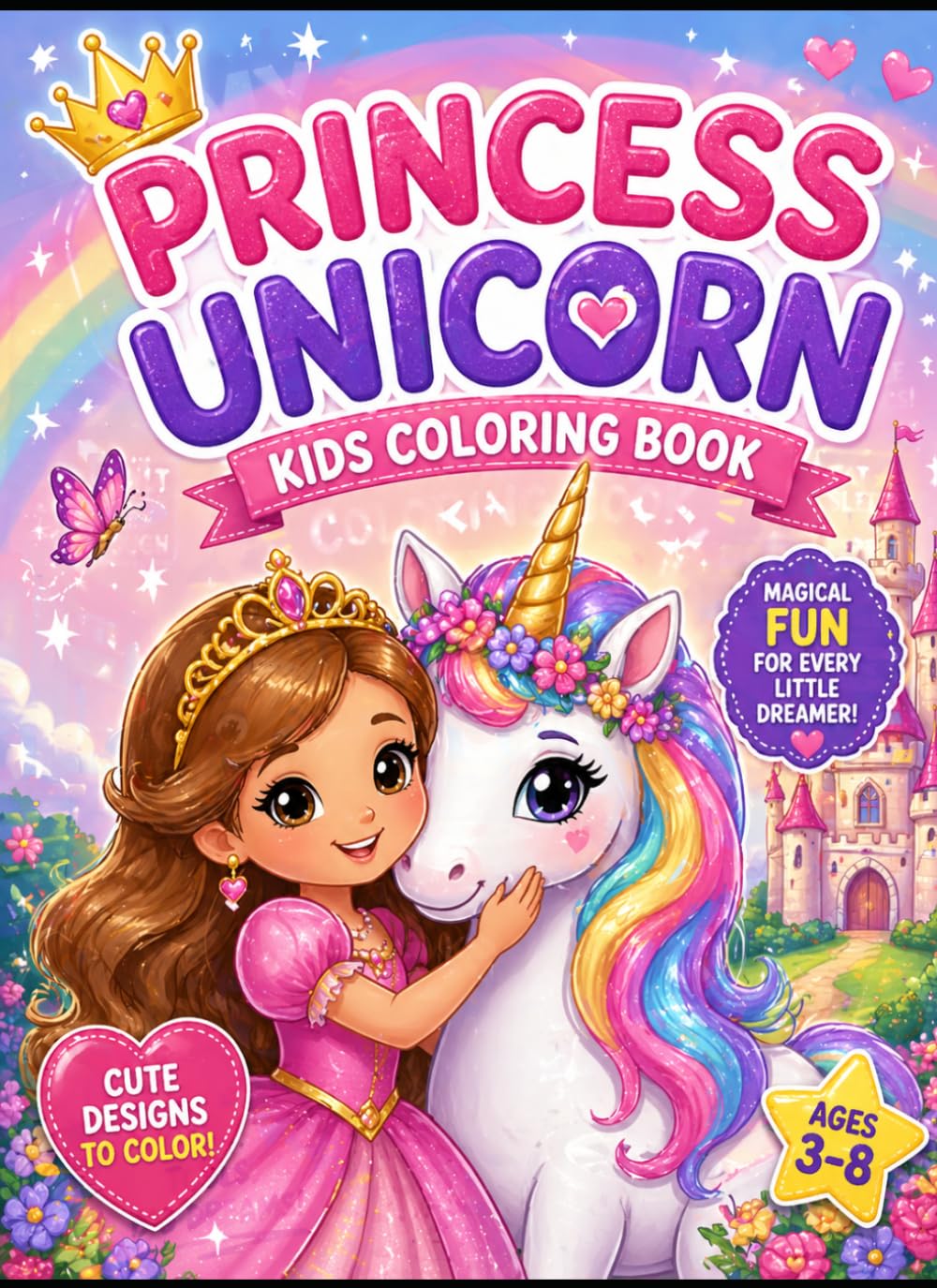 Princess Unicorn Kids Coloring Book