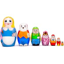 Alice in Wonderland Nesting Dolls Set 7 pcs - Russian Matryoshka Dolls - Alice in Wonderland Figure - Wooden Nesting Doll