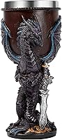 Vista 12 de Cáliz de Dragón Plateado, Cáliz Medieval de Acero Inoxidable Dungeons and Dragons. Regalo Coleccionable de Dragón