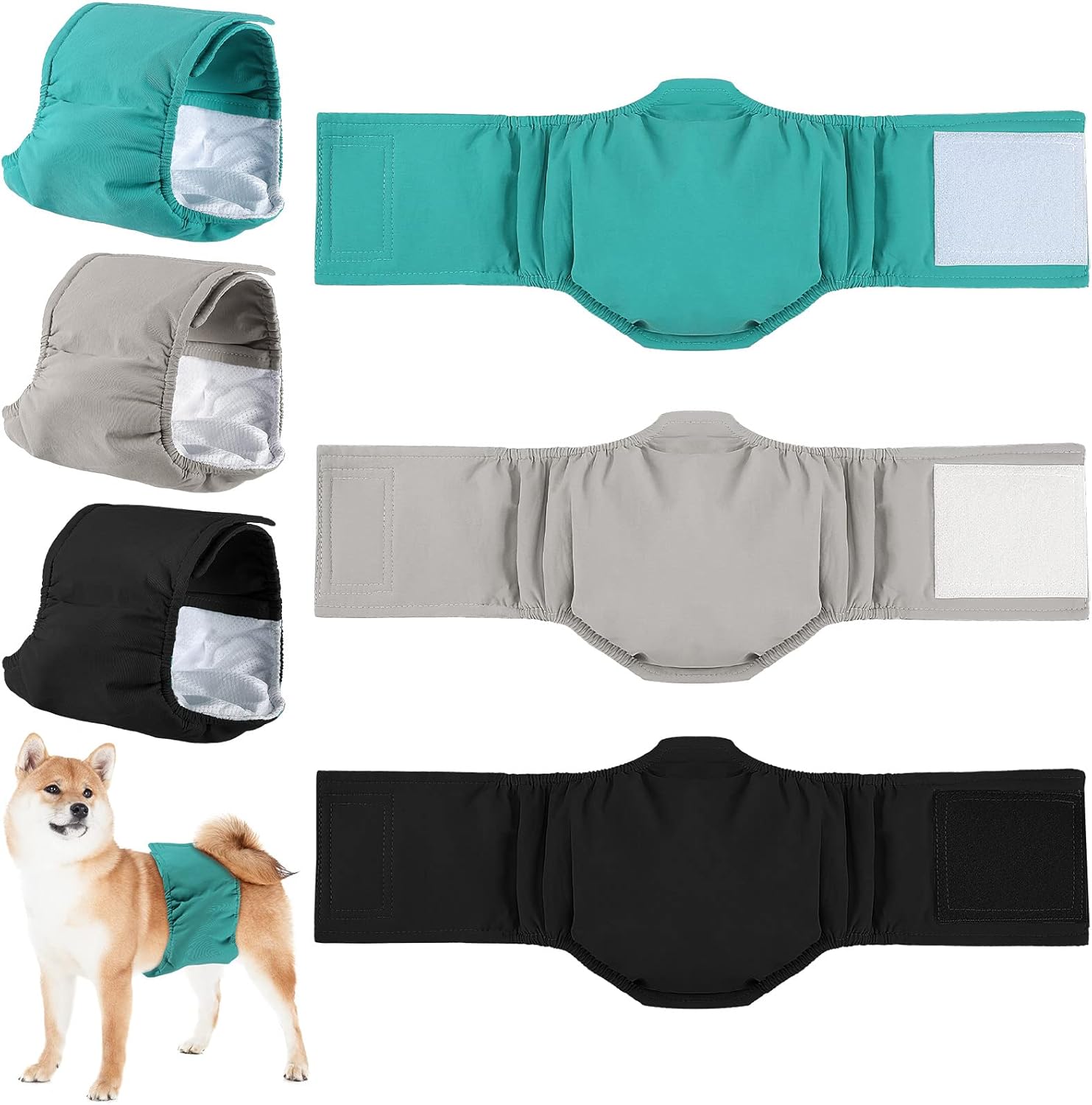 3 Paquets Culottes de Chien Mâle Couches de Chien Lavables Réutilisables Bande Ventrale de Chien