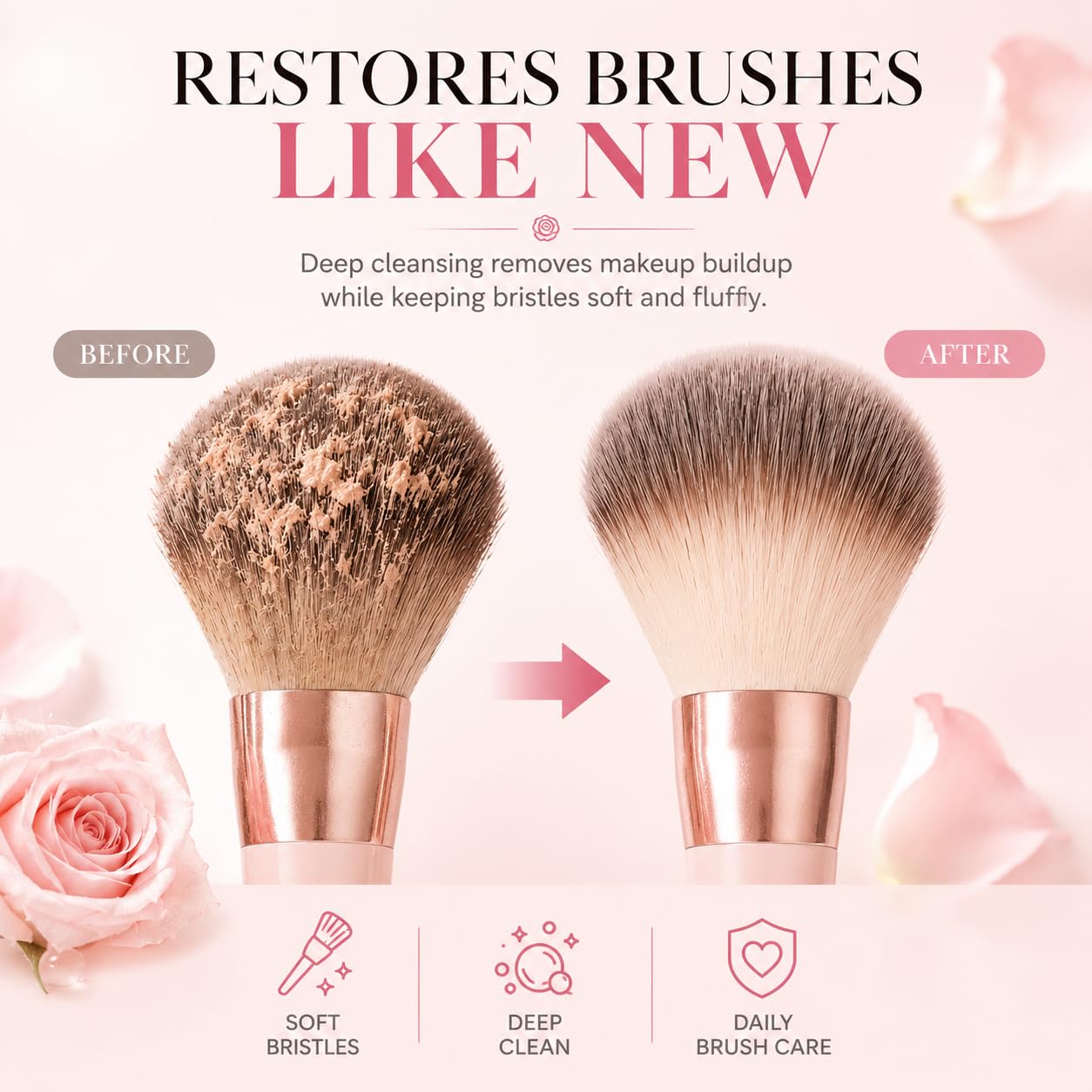 Makeup Brush Cleaner Soap with Silicone Cleansing Pad- Gentle Makeup Brush Soap for Beauty Blenders, Vegan & Cruelty-Free, 3.5 oz (100g) (Pink Rose（1PC）)