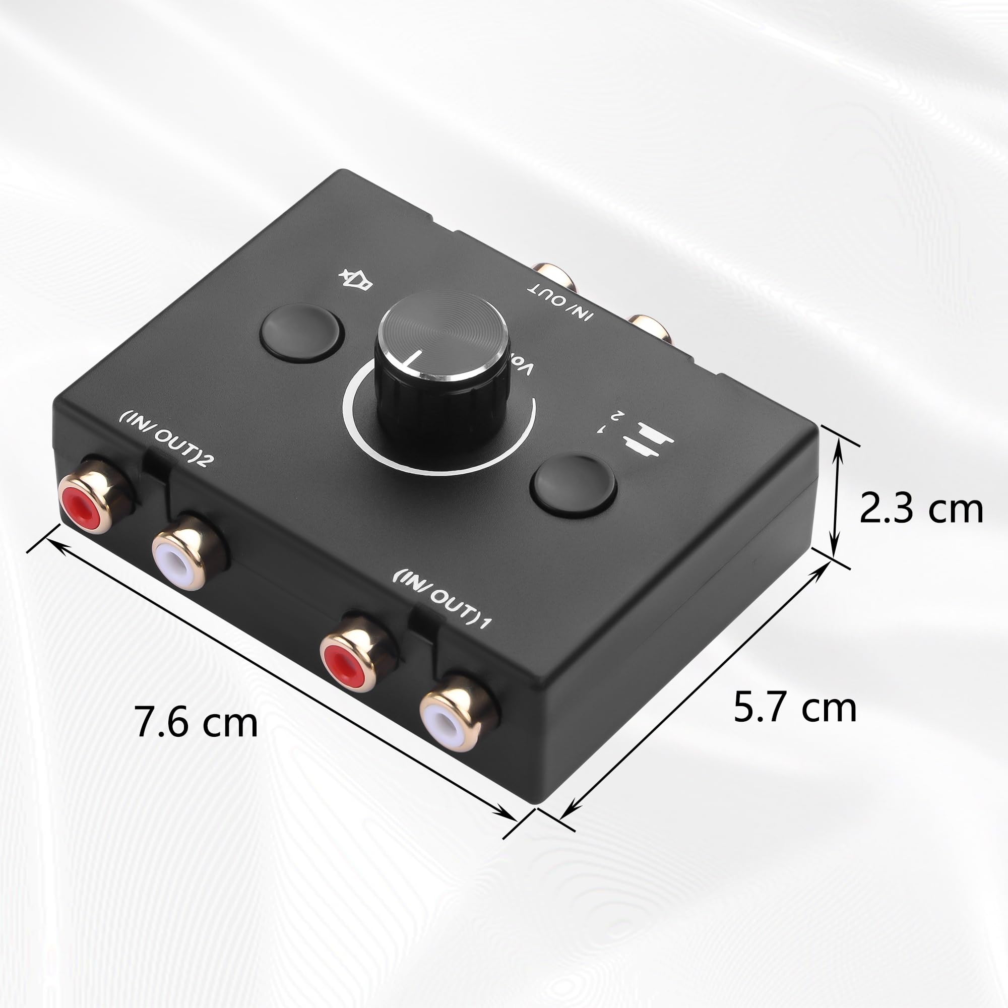 GINTOOYUN RCA Audio Button Switcher 2 In 4 Out o 4 In 2 Out R/L Stereo Audio Switcher con pulsante Mute e manopola di regolazione del volume (RCA)
