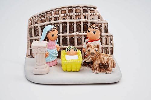 Miniatura 5 de Roman Nativity Scene - Handmade in Clay - 1 block - 3.8"X2.2"X2.9" high, Italy Rome, Coliseum