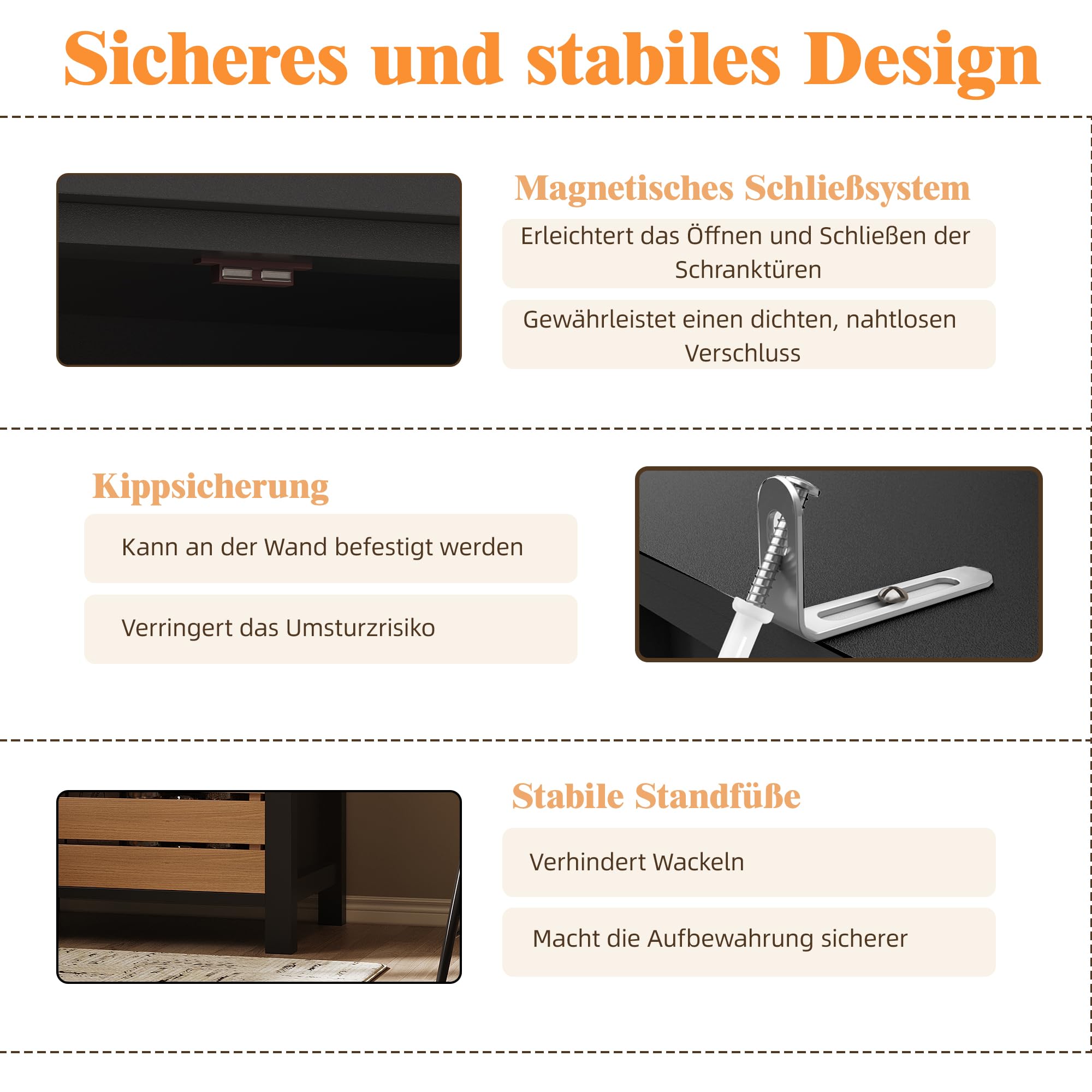 Kebnor Mobiletto da Cucina (80x40x140cm), credenza da cucina alta, credenza multiuso, mobiletto per snack, mobile di stoccaggio con due ante e cinque cassetti (nero)