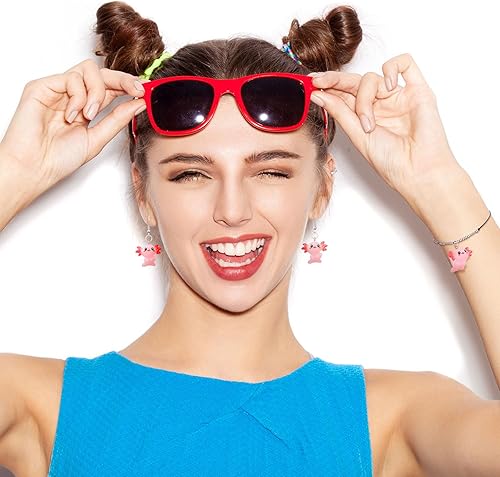 Miniatura 2 de Junkin Dijes de ajolote rosa para hacer joyas, dijes de animales de resina, mini figuras de ajolotl en miniatura, dijes de ajolote de mar en