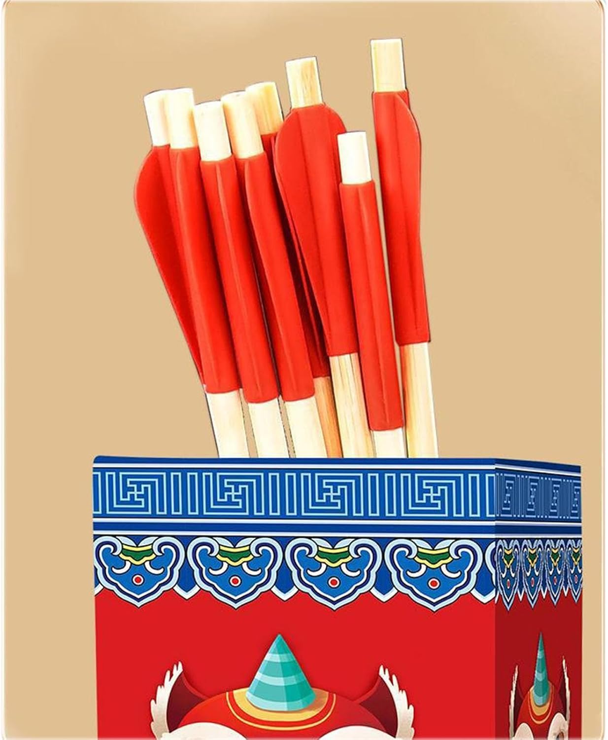 Pitch-pot Arrows Game, Touhu Chinese Traditional Game, Wooden Pot Sets with Rubber Arrows for Adults, Annual Meeting and Team Building on Yard