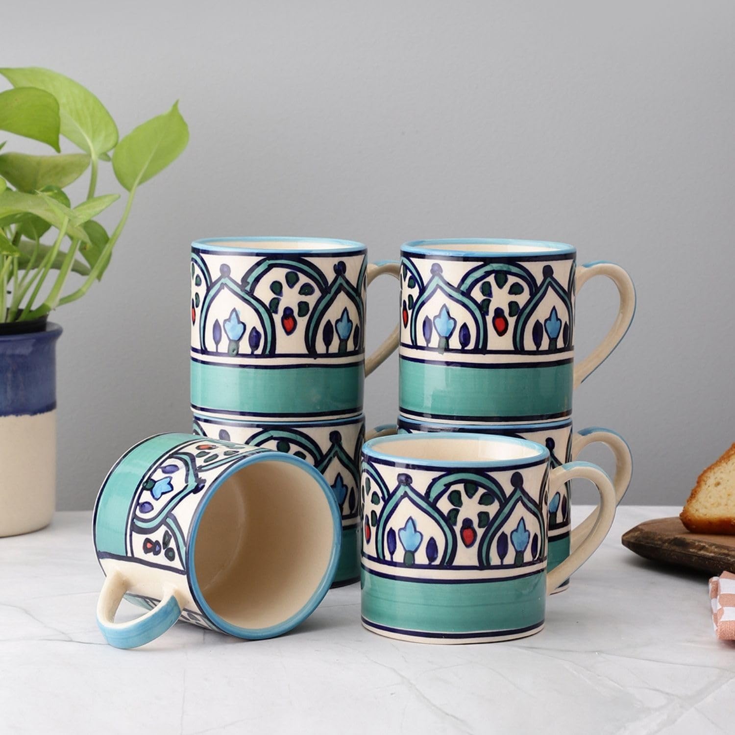 VarEesha Tranquil Mint Tea Cups - Set of 6 -6 VarEesha Tranquil Mint Tea Cups - Set of 6 -6