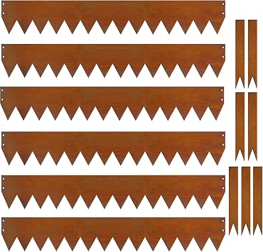 20ft. 40" L 6" H Corten Steel Landscape Edging, 6 Pack Border