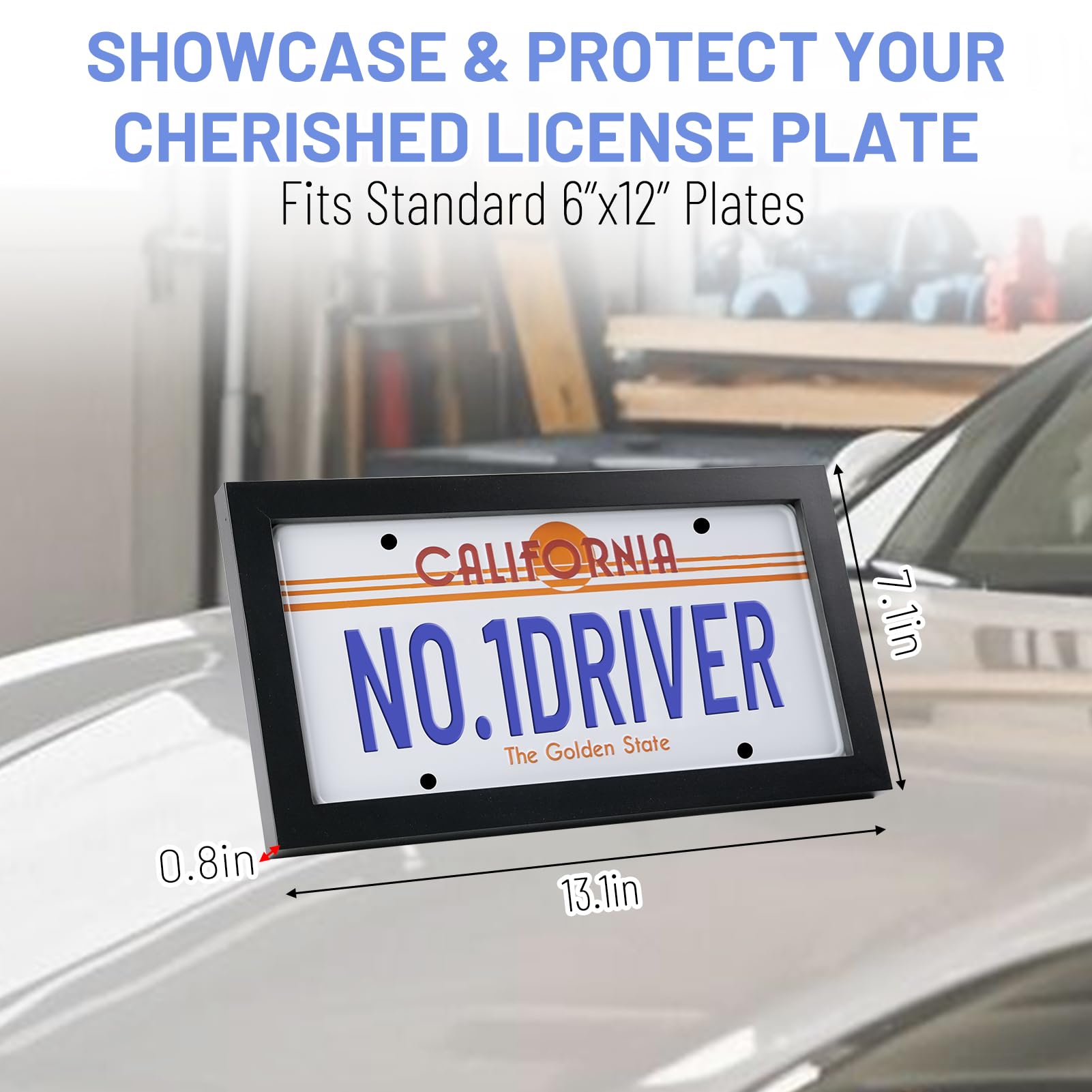 Yuzhrao License Plate Wall Frame - Black License Plate Frame for 6