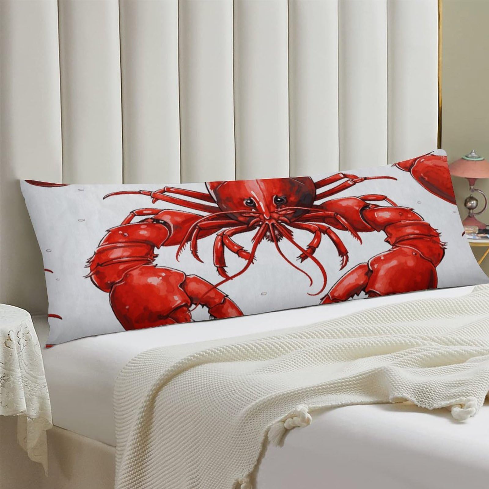 Body Pillow Cover 20x54 Long Pillow Case with Invisible Zipper Breathable Microfiber Red Lobster Print Pillowcase Soft Cozy Protector for Bedroom Couch Sofa Bed Home Decor All Seasons