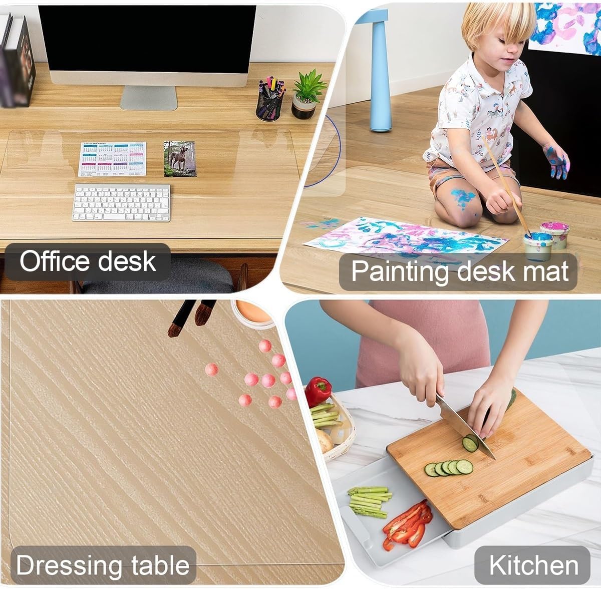 Large Clear Desk Mat,Heat Resistant&Waterproof Clear Desk Pad,Tablecloth Cover for Coffee&Dining Room Table,Multisize PVC Plastic Desk Pad Mat for Home and Office(31.5"x 67")