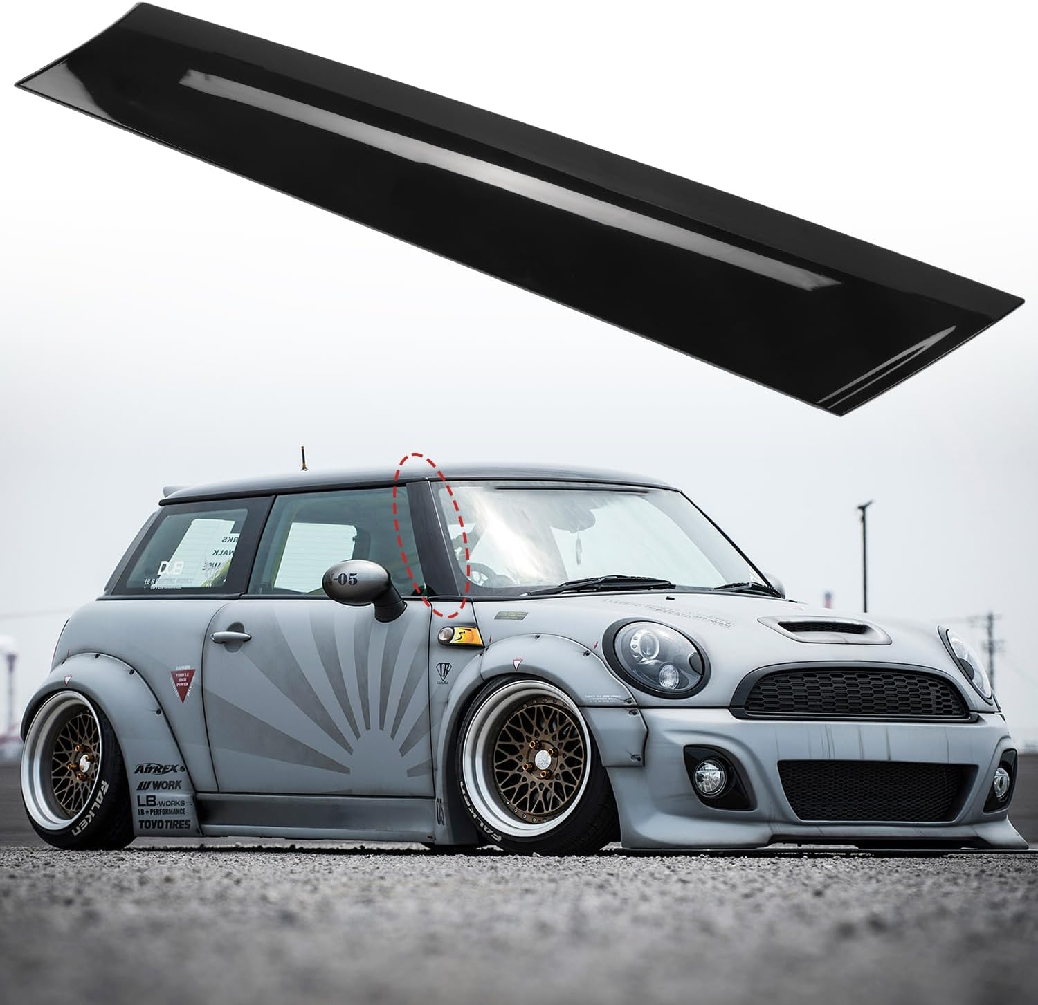 Windshield Post Trim A-Pillar Cover Front Right Passenger Side Compatible with Mini Cooper R55 R56 R57 2007-2015 Replace OE 51137272584