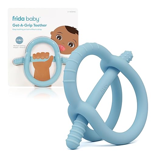 Frida Baby Get-A-Grip BabyTeether para aliviar la dentición  Juguetes de dentición de silicona 100% de grado alimenticio para bebés de 0 a 6, 12 y