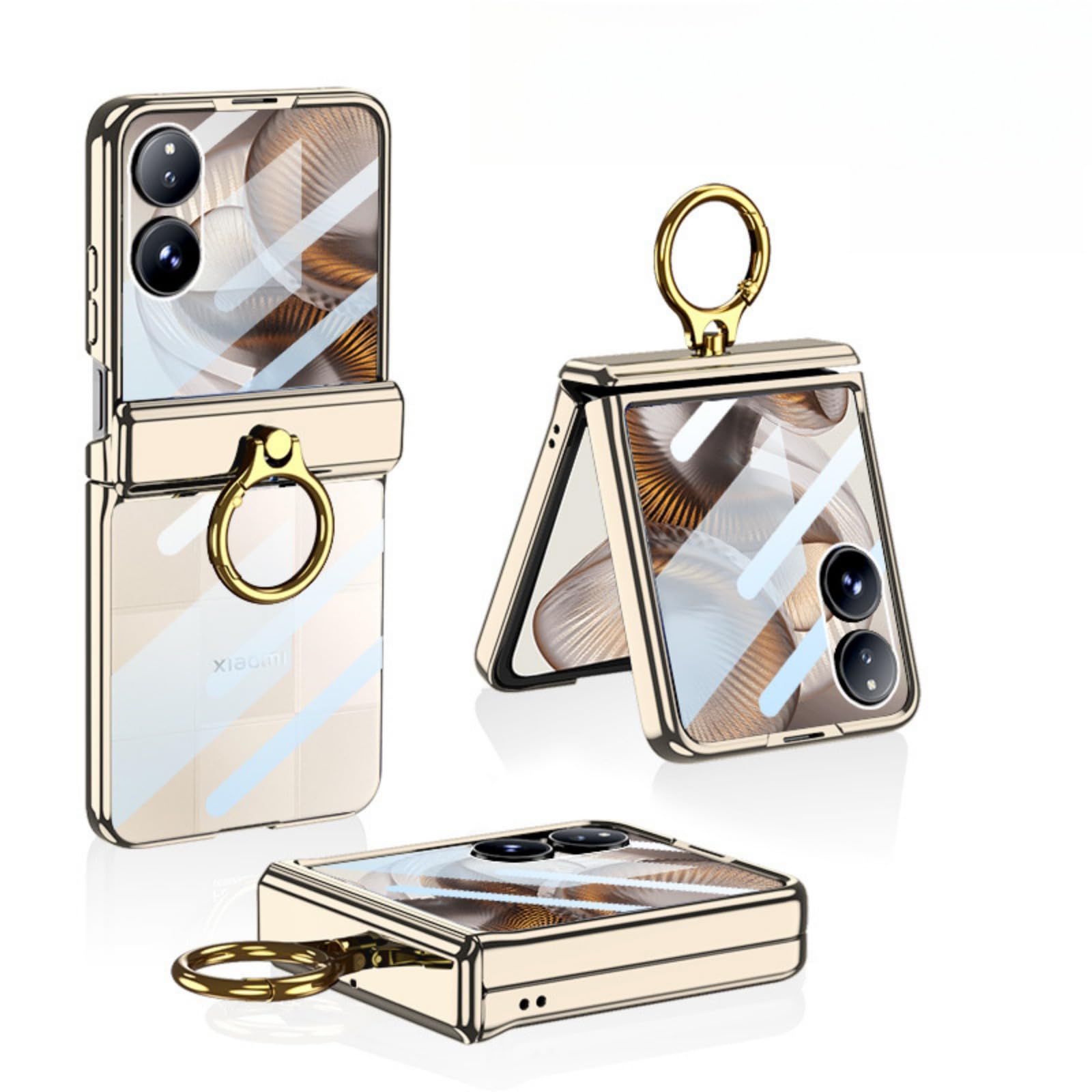 Coque Xiaomi Mix Flip2 antichoc avec protection écran intégrée dorée - 8