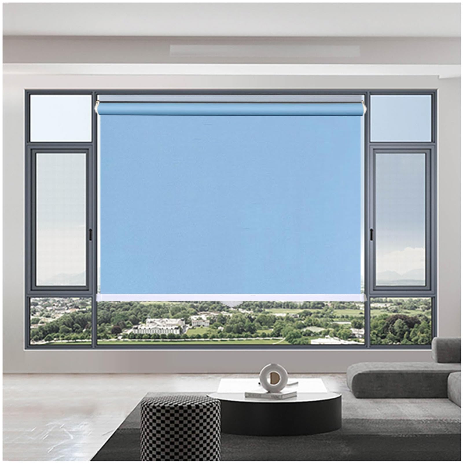 99% Blackout Roller Shades, Sunshade Roller Blinds No Drilling, Window Roller Shades, Sunscreen Privacy Blinds, Blackout Curtains 32–150cm Width,blue-45x150cm/18 * 59in