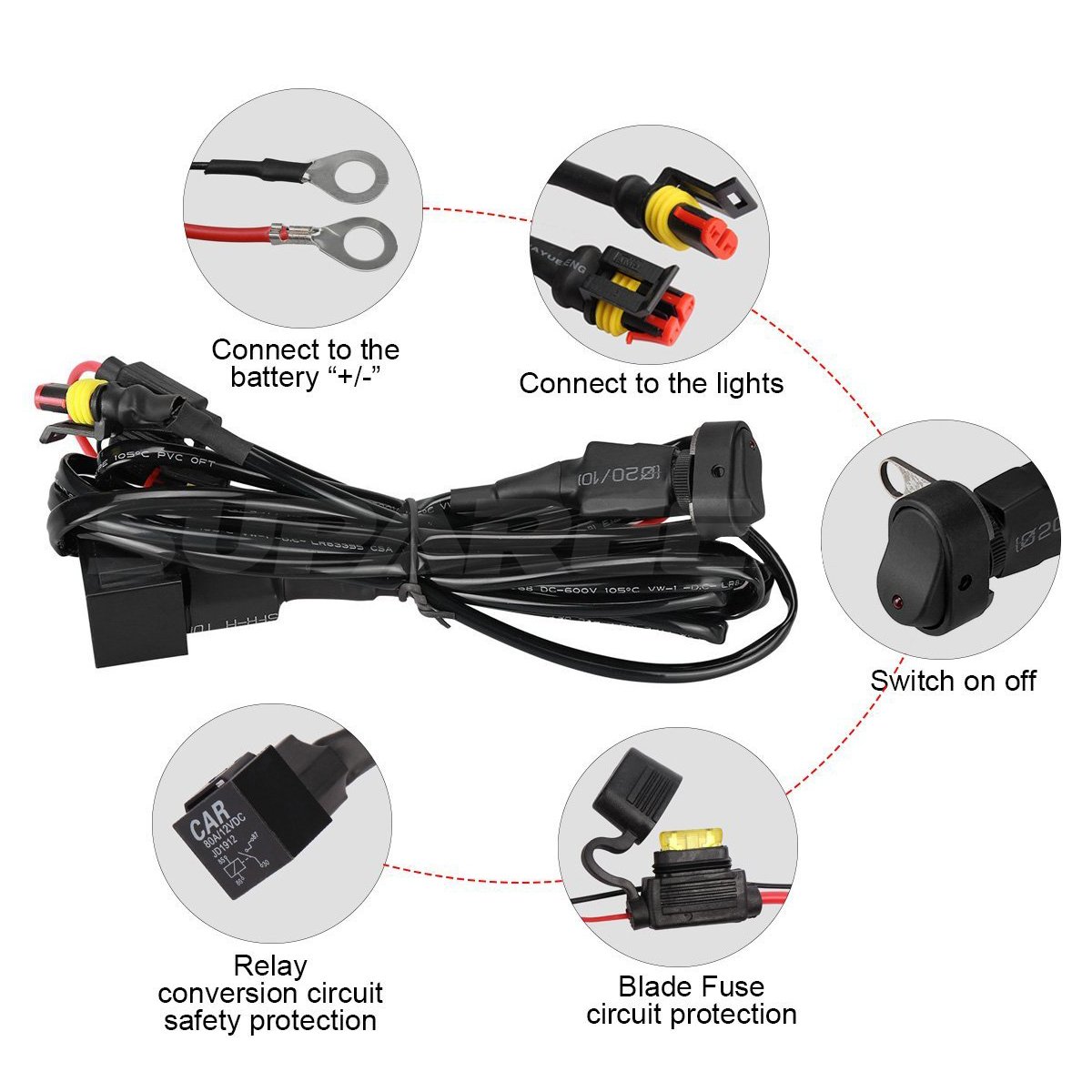 SUPAREE Motorcycle Auxiliary Lights, LED Headlights Angel Eyes Daytime Running Lamps with Protect Guards Wiring Harness High/Low Beam Replacement for R1200GS/ADV