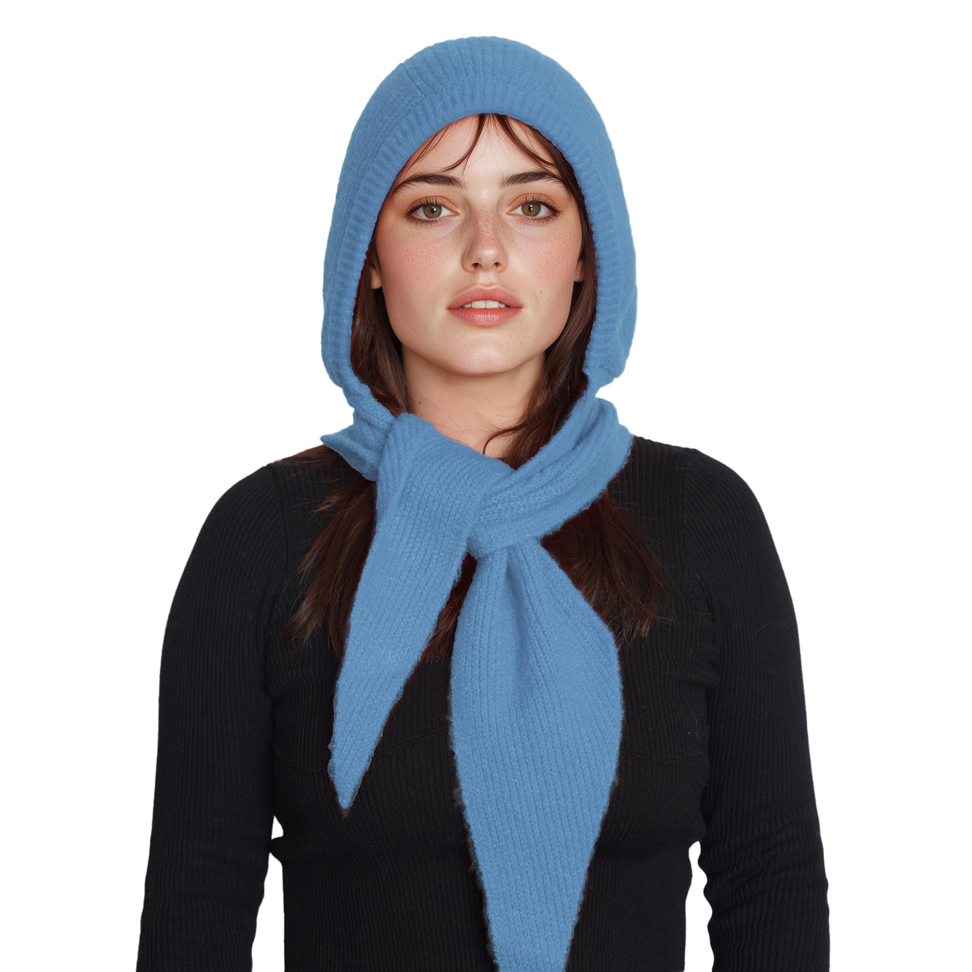 PuTian Hooded Scarf for Women Hat Scarf Set 2 In One - Soft Warm Knitted Neck Wear for Winter Cold Weather Neck Warmer