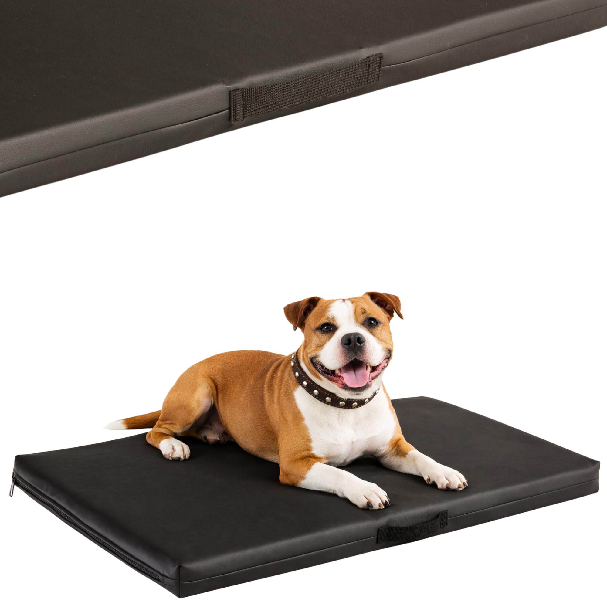 COOL PET Orthopädische Hundematratze, 138 × 88× 5 cm – VISCO-Schaumstoff (Memory-Schaum), strapazierfähiger Bezug aus hochwertigem Kunstleder mit wasserabweisendem PVC-Anstrich, Made in EU, Schwarz
