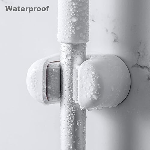 Miniatura 4 de BEZOX Soporte para escoba, 3 piezas de soporte de pared para fregona, autoadhesivo, suministros de limpieza, soportes para colgar para baño, cocina,