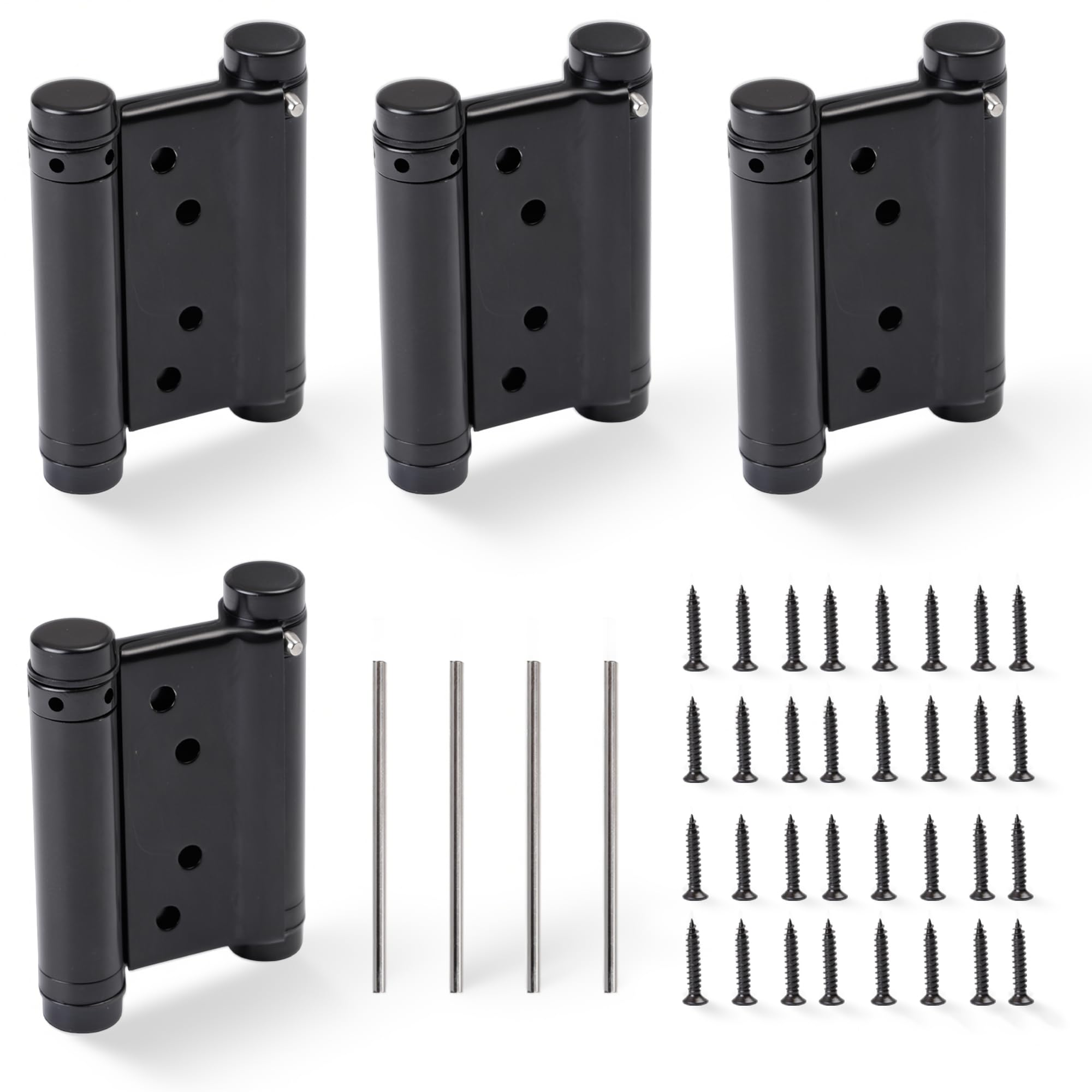 Photo 1 of 3" Double Action Spring Hinges, Self Closing Door Hinges for Saloon Cafe Pub Swinging Doors, 201 Stainless Steel, Including Pins and Screws, 4-Pack