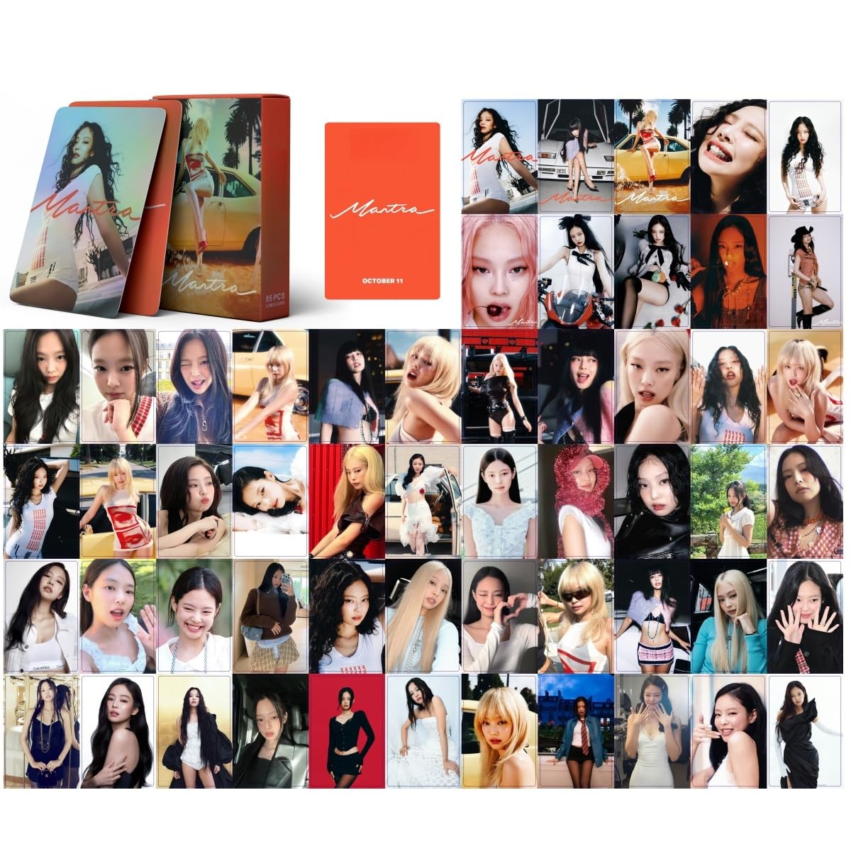 Jennie Fotokarten 55Pcs Mantra Laser Postkarten Nuevo Album Ruby Foto Tarjetas