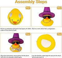 Vista 4 de Figura de pato de Halloween con mini sombrero de bruja, gafas de sol, collar para decoración de tablero de automóvil, V3-y2-b&red