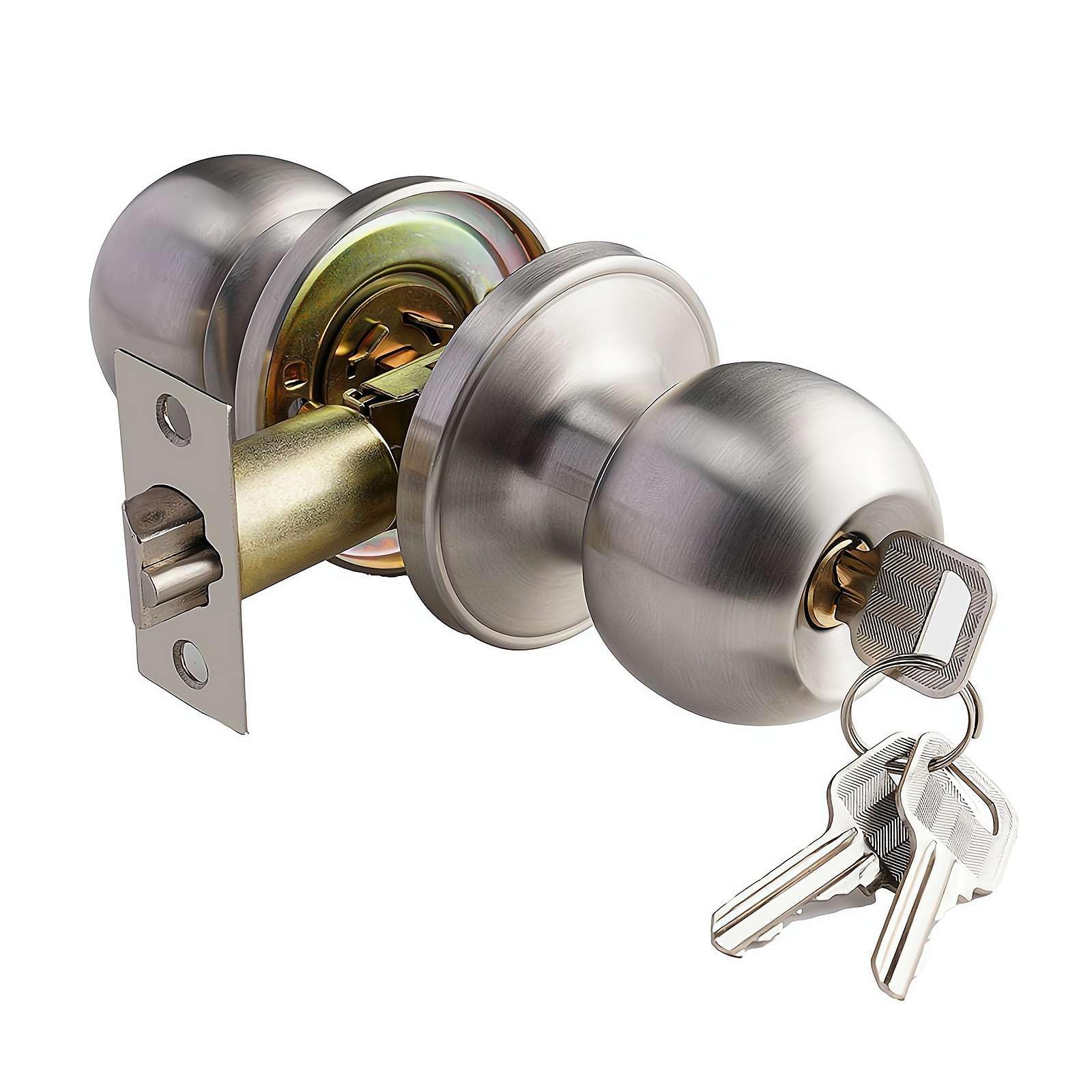 Door Knob with Key Universal Door Handle Knobs Bathroom Entrance Locks Accessories Bedroom Living Room Lock with Keys