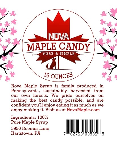 Miniatura 5 de Nova Maple Candy - Caramelo de hoja de azúcar con jarabe de arce puro (16 onzas (1 libra))