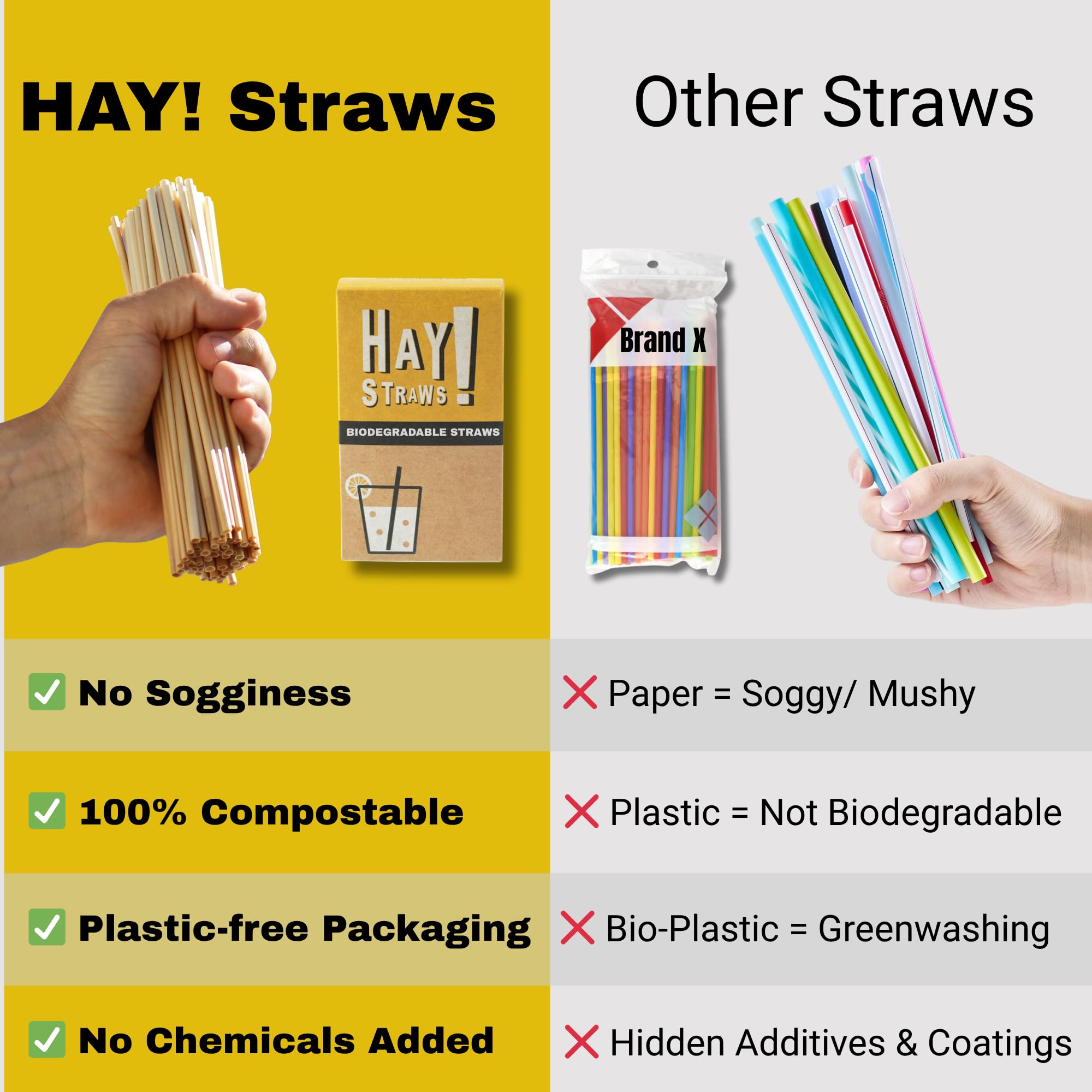 Hay! Straws Siano! Naturalne słomki do picia, koktajl 12,5 cm - liczba 500
