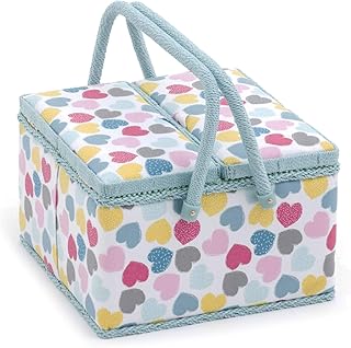HobbyGift MRLTLE¾ - Scatola da cucire: grande, doppio coperchio: quadrato, amore, 25 x 25 x 17 cm