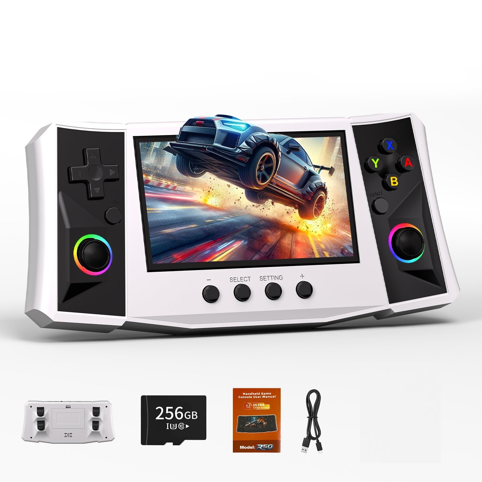 RegiisJoy R50 Ultra 50000 in 1 Handheld Game Console, 4.5 Inch IPS Screen Retro Gaming Consoles Main Emulators, Portable Mini Pocket Arcade Linux System