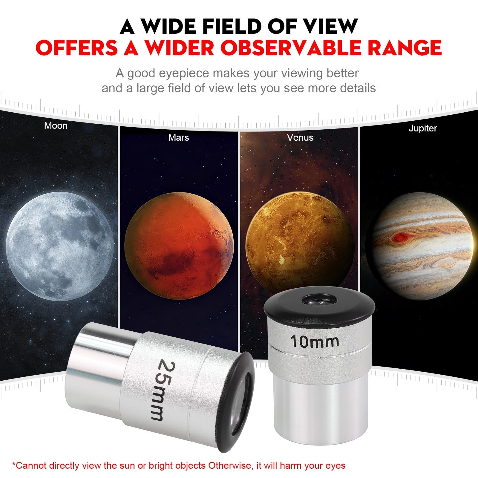 Oculares de 1,25" 25 mm y 10 mm FMC for telescopio astronómico(Set 10mm-20mm)