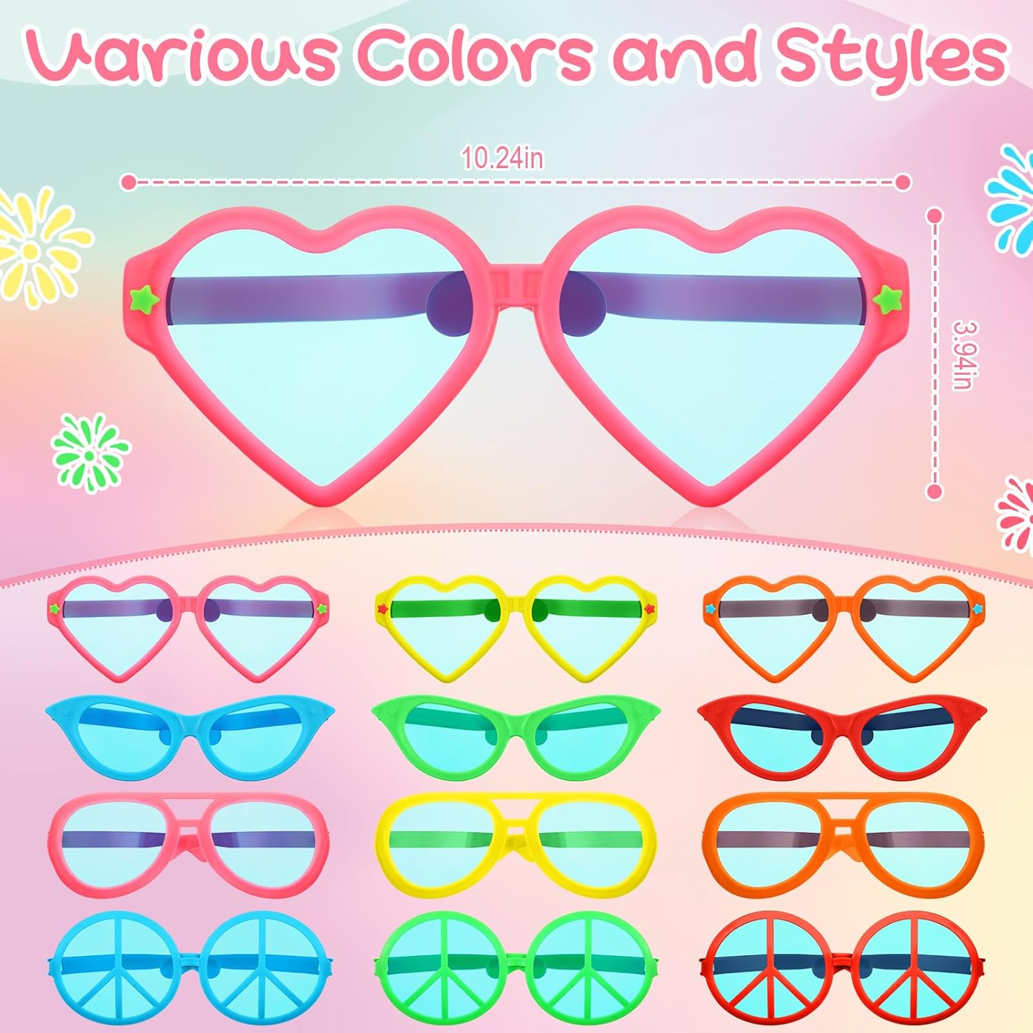 12 Pcs Jumbo Sunglasses Giant Clown Funny Props Novelty Sunglasses Fun Shutter Shades for Costume Cosplay - Image 2