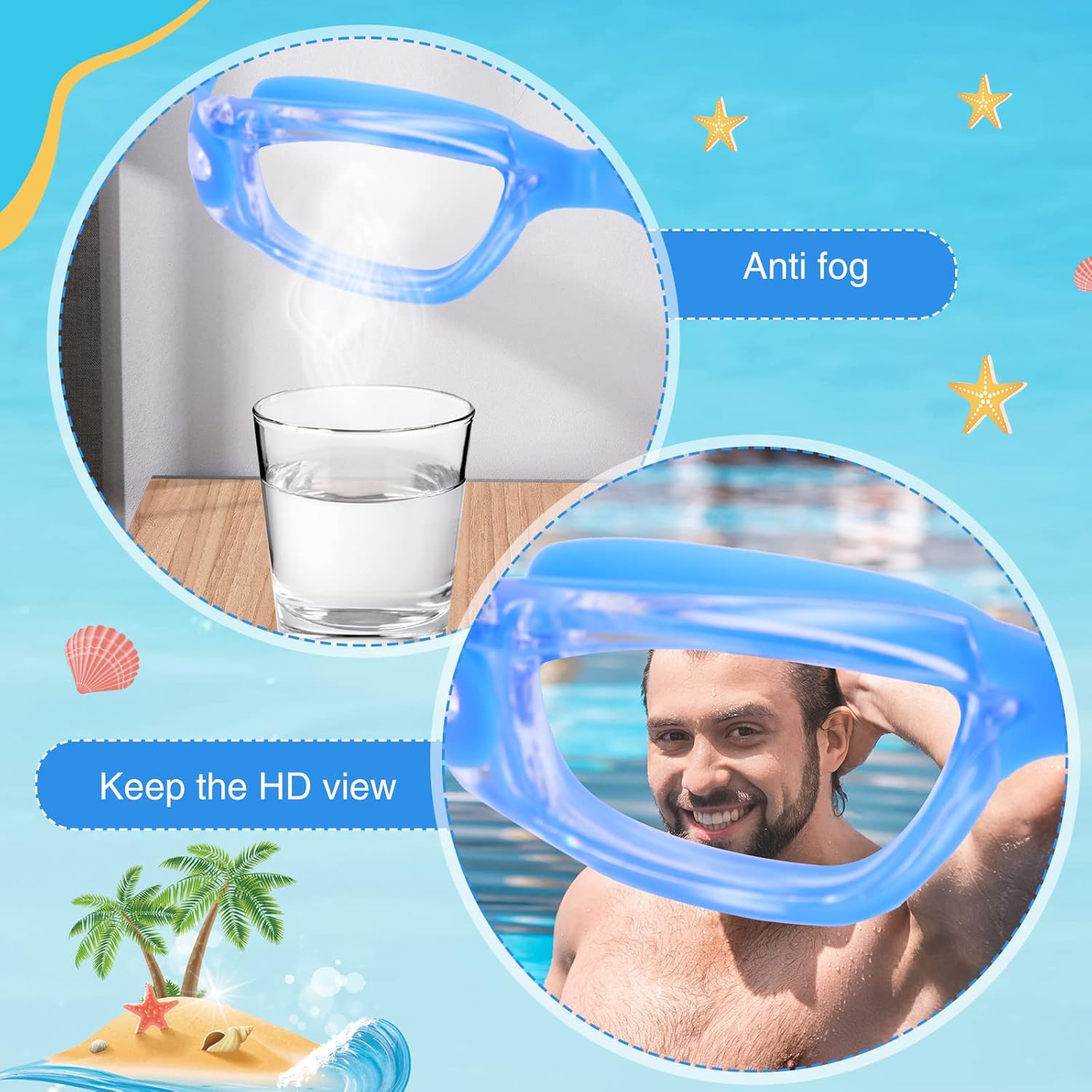 Fabbay 8 Pcs Swimming Goggles No Leaking Pool Goggles for Kid Adult UV Protection Swim Glasses Waterproof Nose Clip Earplug