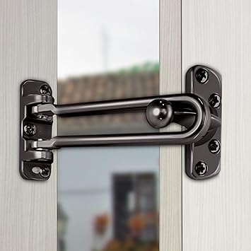 Plantex Heavy Duty Swing Bar Lock/Door Safety Guard with High Security Auxiliary Lock for Home/Office/Hotel - Pack of 1 (SH-42, Nickle-Black Finish) - image, photos
